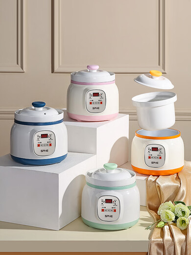 SPHE genuine Subo ceramic electric stew pot for porridge cooking artifact household large capacity fully automatic soup stew pot electric stew food supplement pot plug-in electric stew pot BB fast and slow stew pot 2.8L dark blue smart reservation model 1