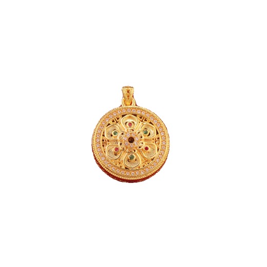 Junbu 18K gold and Hetian jade six-character mantra compass pendant for women single pendant without chain AU750 gold pendant 18K gold (about 21*6mm) FSDZ0019