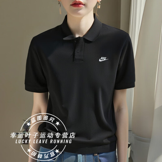 Nike (Nike) T-shirt masculin pour hommes 2025 automne newswear sports respirant lâche confortable jogging Polo à manches courtes décontractées FN3895-010 / La taille noire classique est trop grande L