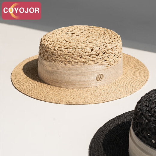 Coyojor Xiyao Home Silk chanvre tissé à la main Raffiah plateau plateau chapeau de vacances d'été chapelet de paille de soleil