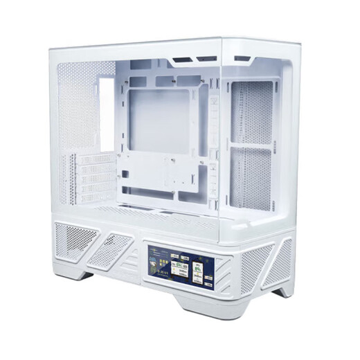 VALKYRIE VK03 LITE gaming case with display sea view room panoramic column-free touch screen ATX back plug 360 water-cooled 270 full view white game screen computer case VK03-M WHITE white 6.2-inch LCD touch screen