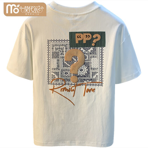 Modal short-sleeved T-shirt for men 2025 summer thin fashion printed T-shirt Xinjiang cotton round neck half-sleeved men's top t white 2 [ZJ1047 fit version] M suitable for 90-108Jin [Jin equals 0.5 kg]