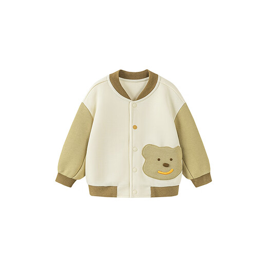 Mini Bala Boys and Girls Contrast Color Baseball Jacket Autumn New Baby Skin Friendly Outdoor Jacket 2025 Autumn New Product Light Khaki Light Color 110