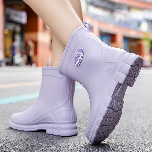 JCZS Bottes de pluie de qualité allemande pour tube à mi-bas pour femmes Nouveaux étanches et non-glissages à placer la semelle douce de Rider sans pistage Super doux pourpre 36