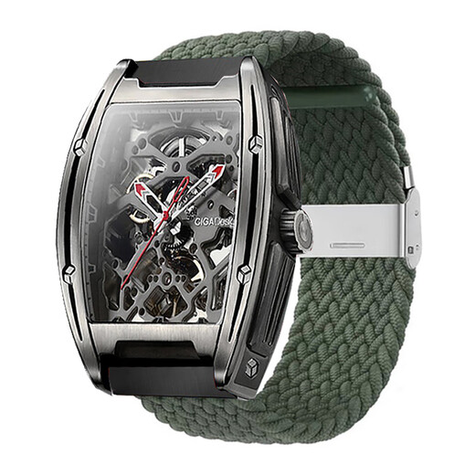 Pupan is suitable for Mark Huafei hollow mechanical watch strap for men's elastic nylon braided women's strap for men FW-6180 buckle nylon [dark] suitable for Mark Huafei watch strap [tools]