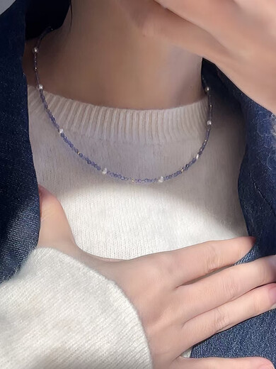 Fujiusong Pearl 4-5mm Freshwater Domestic AK18K Gold Tanzanite Star Necklace Bubble Gum Pearl Necklace