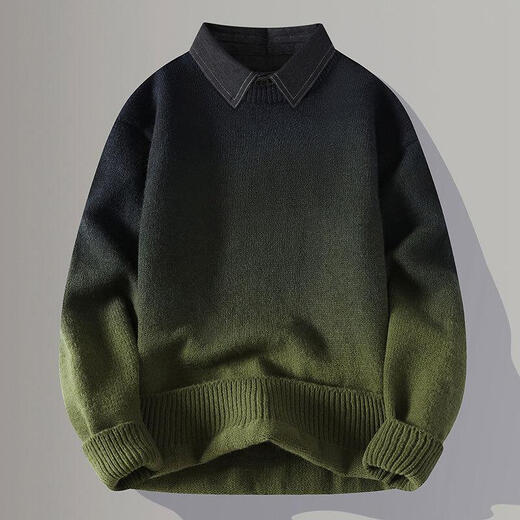 Space Owen Sense gefälschter zweiteiliger Pullover Männer 2024 neuer Gradientenhemdkragen Pullover Männer Winter Wärme Innere Wear 9756 Graues Hemdkragen etwa 130-150jin [Jin gleich 0,5 kg] kann getragen werden xl