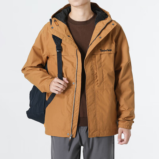 Timberland添柏岚冲锋衣男秋冬户外徒步登山外套防风工装连帽硬壳夹克A695W A695WP47/小麦色/新款刺绣标 XS/165