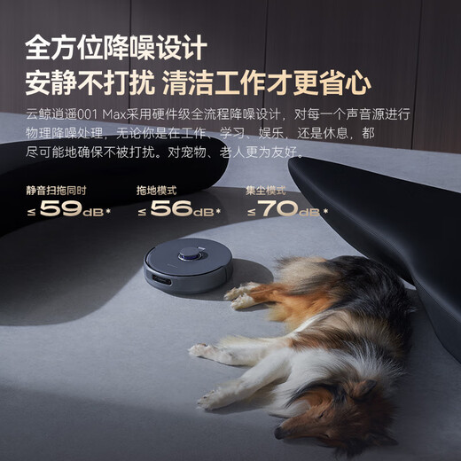 云鲸扫地机器人逍遥001Max 扫拖一体自动清洗全自动家用智能吸拖擦地机 机械臂外扩0缠绕 灰色 水箱版