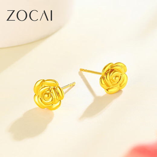 Zokai yellow 18K gold earrings rose flower earrings romantic and versatile birthday gift E03403
