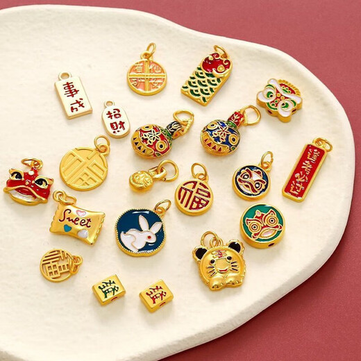 Yililuo diy jewelry accessories materials bracelet necklace transfer beads lucky bag sand gold alloy dripping oil safe buckle accessories pendant bracelet accessories random 10 pieces