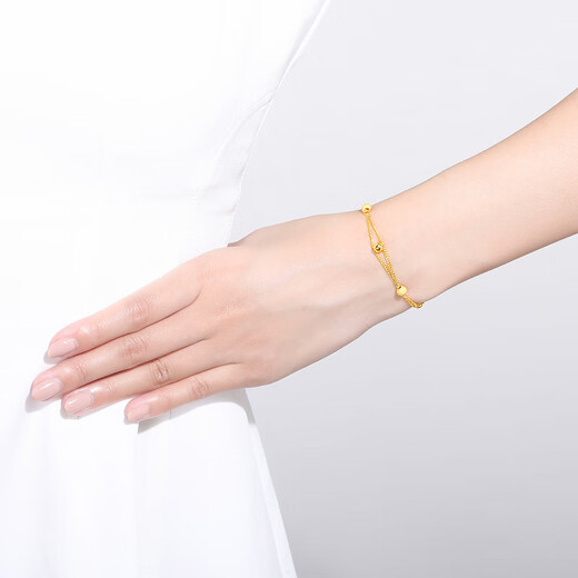 Saturday Fortune Gold Bracelet Women's Double Layer Ball Bead Bracelet Pure Gold 999 Price AA072322 Approximately 5.89g 16+2cm