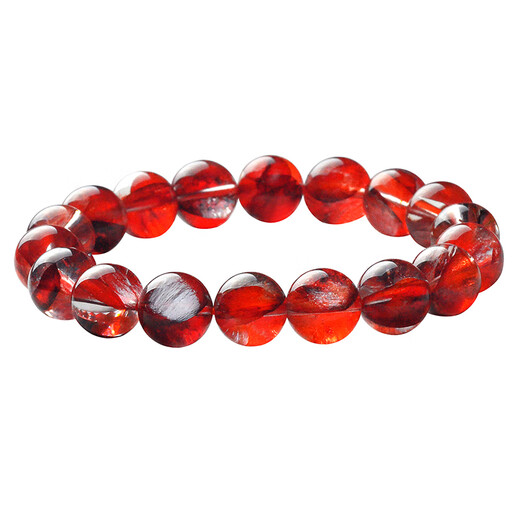 Eternal Symbol Light Luxury Collection Natural Fire Phoenix Feather Ghost Bracelet Ox Blood Red Rose Red Gum Flower Bracelet Couple Collection Collection Feather Ghost Crystal-10mm