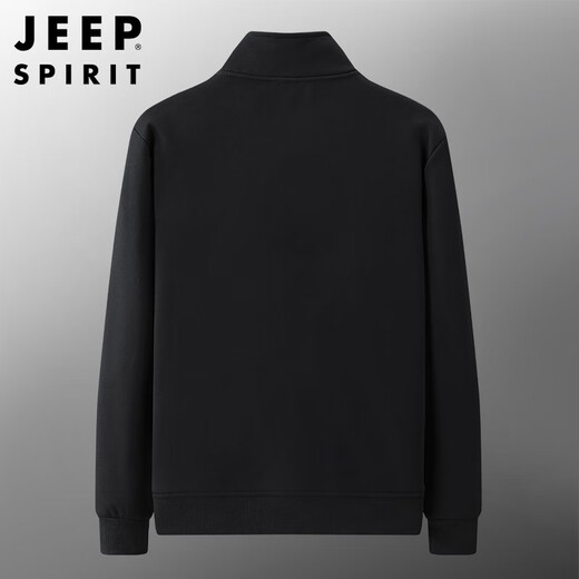 Jeep (Jeep) Marke Sweatshirts für Herren Frühling und Herbst Pure Cotton Cardigan Lose großer Stretch -Freizeit und bequemer Sporttuch 7027 Schwarze Jogginghose Flat Mund L.