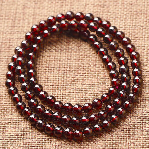 Fujiu suitable natural wine red garnet bracelet for women three circles 7A8A collection grade loose bead bracelet 7A treasure grade 6 mm (three circles)
