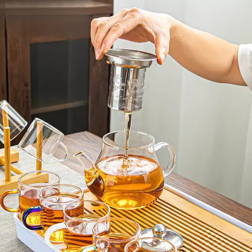 Apocalypse Century Donglai Quality Teaspoon Teaspoon Girls High-Looking Teapot Heat-Resistant Glass Kung Fu Tea Set Bajun Pot + Transparent Cup Cover + Xingyun Tray 10 Pieces