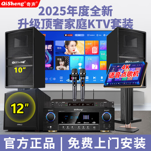 Qisheng family ktv audio set karaoke all-in-one karaoke all-in-one home theater karaoke conference room equipment full set of TV living room speakers professional singing combination professional version set + subwoofer