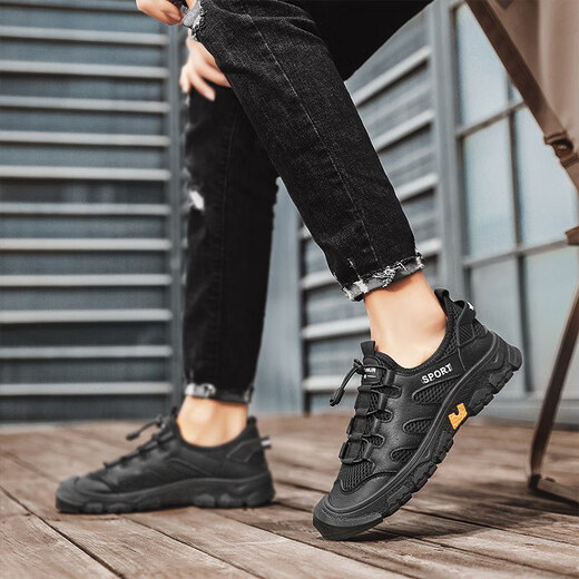 Arich Herrenschuhe Sommer-Mesh atmungsablen dünne Freizeitschuhe hohl Mesh kear-resistent nicht rutschfein