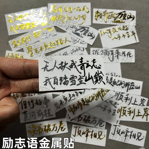 3d立体金属贴纸励志文字语录高考少年激励金句金属贴书桌书本手机 L690号-看世界也找自己  银色
