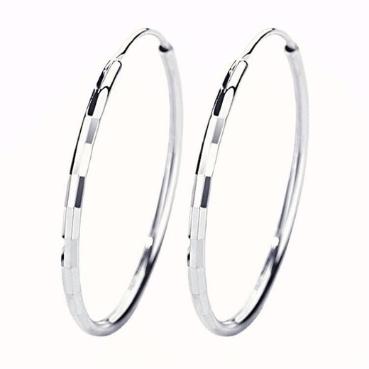 Guanpu Pavilion Fat Donglai's same style pt950 platinum earrings large hoop PT950 large plain hoop for women, simple and exquisite car flower, rhombus 3 cm