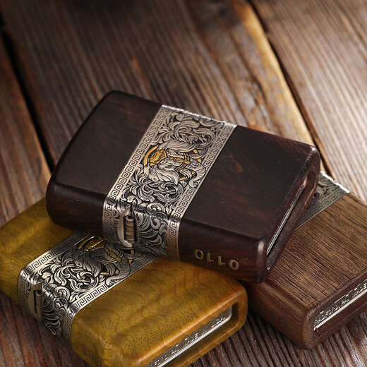 ZIPPO [Ruyi Jixiang] Valentine's Day Selected Lighter Keroleum Golden Camphor Inlay Elephant High-end Wooden Gift Box Men Ruyi Jixiang-Ziguang Sandalwood (DY9902TM) All Size