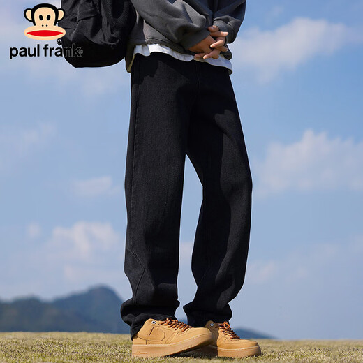 大嘴猴（paul frank）牛仔裤男士秋冬季直筒裤子男美式复古宽松休闲裤男裤长裤 黑色 XL