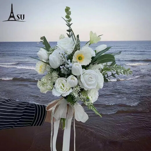 帝兰慕森系婚礼手捧花新娘结婚感婚纱照领证户外演出仿真求婚道具花 听风 新娘手捧花【成品发 限时】