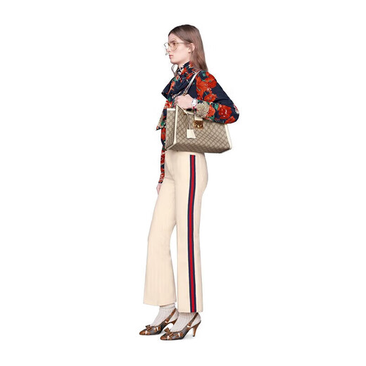 
Gucci (GUCCI) women's bag Padlock series GG shoulder bag Beige/ebony white edge 479197KHNKG9761