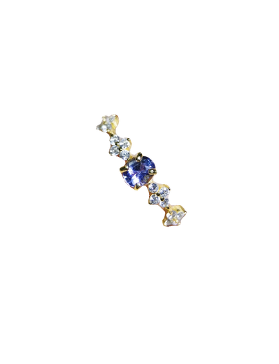Shilian December birthstone original 14K gold-filled natural tanzanite zircon niche four-leaf clover ring customized natural tanzanite adjustable ring