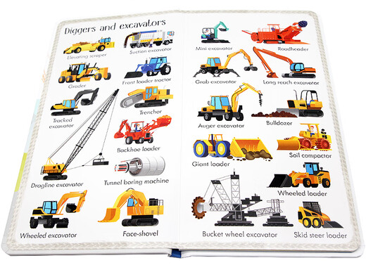 
Original English picture book 199 Big Machines 199 large machines (199 pictures) Children's enlightenment English word learning picture book book cardboard book machine cognitive sub-interactive theme classification rich in color