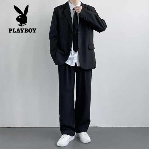 Playboy (PLAYBOY) DK uniform junior high school high school casual suit men's and women's suit college student professional formal wear JK suit class uniform three-piece suit jacket + shirt + trousers + tie XL
