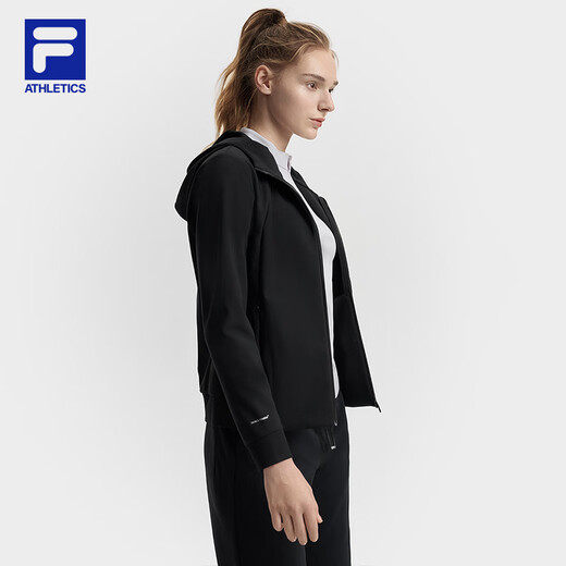 FILA 斐乐官方女士针织连帽外套2025春季健身运动简约基础上衣