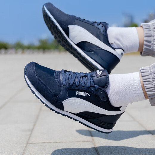 彪马（PUMA）男鞋女鞋 2025秋季新款低帮运动鞋轻便透气跑步鞋复古休闲鞋子男 384857-02/ 午夜蓝-彪马白 35.5