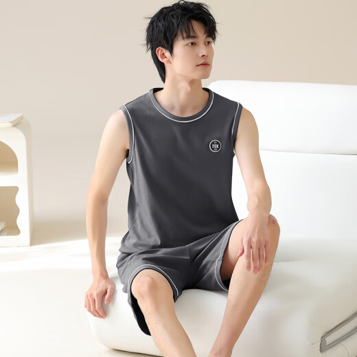 Pajamas Summer Summer de algodón puro Cotton Pure Vest Summer Adolescente de gran tamaño para hombres de ropa casual del hogar Código Código 4xl (recomendado 180-200Jin [Jin equivale a 0.5 kg])