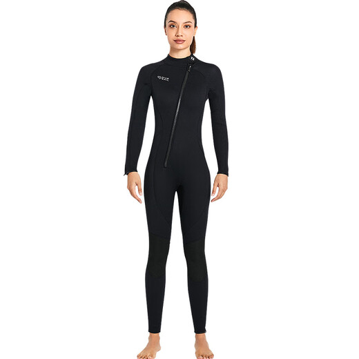 DIVE&SAIL long-sleeved one-piece wetsuit 3MM wet suit for men and women, couple surfing suit, warm and cold-proof snorkeling winter swimsuit, wet suit, men's black M