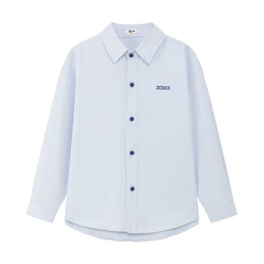 Zuoxi boys' shirts children's shirts spring and autumn thin coat pure cotton 2025 new style boys' inner wear blue 170