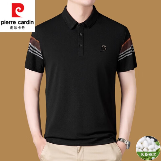 Pierre Cardin Kurzärärtes Polo-Hemd für Männer Geschäfte lässig Sommer mittleren Alters mit mittleren Altersmaul-Seide Kurzärärmelte T-Shirt Revers Makelanschluss.