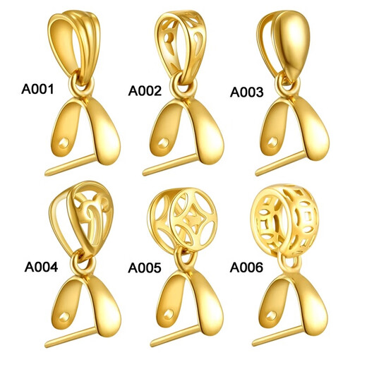 QQ18K gold pendant buckle jade jade pendant 18K gold color A001