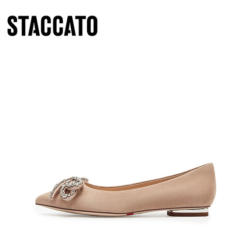 Sijiatu 2025 Nouveau Velvet Dream Elegant Commuter Chaussures plate chaussures Single Mouth Chaussures pour femmes 9A962AQ5 THE DE LITE APPRICOT 39