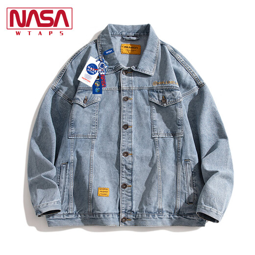 
NASA ABOUT official joint denim jacket men's spring and autumn loose versatile casual jacket work top N250JK826 blue-M