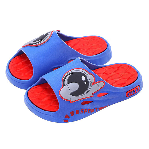 Boys' sandals, parent-child soft-soled summer cartoon non-slip home leisure indoor and outdoor children's slippers with a poop feeling, upgraded model, astronaut gray, size 28-29, inner length 18.5cm, suitable for about 4-5 years old
