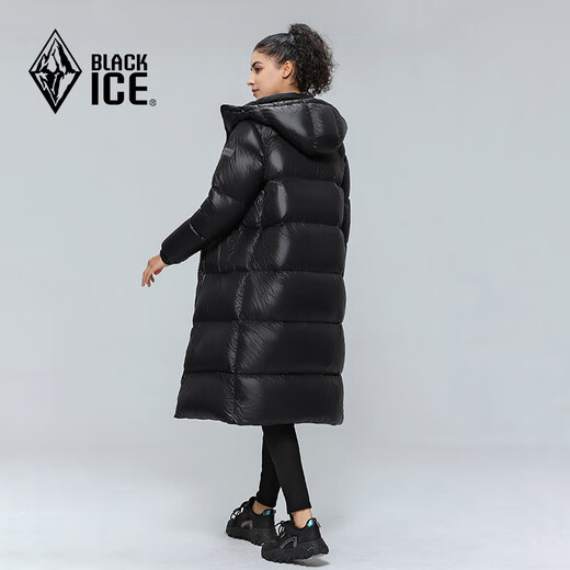 Black Ice Clearance Autumn and Winter Women's Knee-length Duck Down Hooded Lightweight Warm Windproof Down Jacket FAF8961 Off-White M
