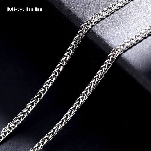 Miss JuJu pt950 platinum necklace for men and women, platinum necklace, clavicle chain, Chopard chain, thick style, thick sweater chain neck ornament, weight 18.6-18.8g, length 54cm, thickness 2.5mmM buckle,