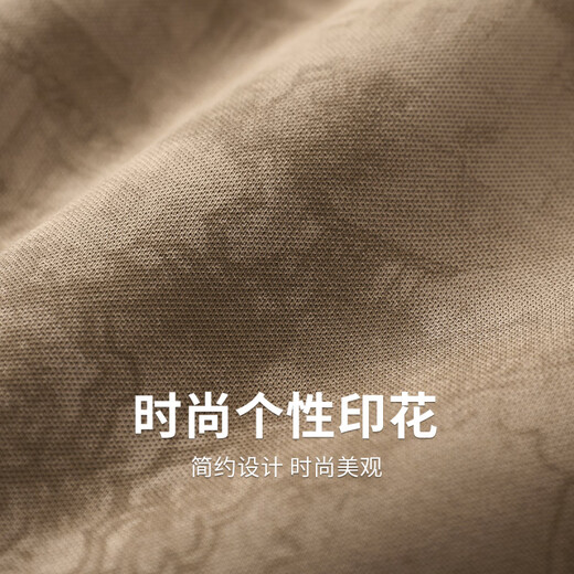 与狼共舞【含桑蚕丝】7A抑菌短袖T恤男2025夏季新款印花圆领青年上衣6029 卡其701 XL (180)