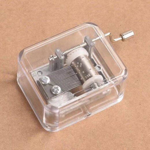 Transparent hand-cranked mini music box, Sky City Music Box, creative birthday gift for boys and girls, musical instrument toy, hand-cranked - silver - happy birthday