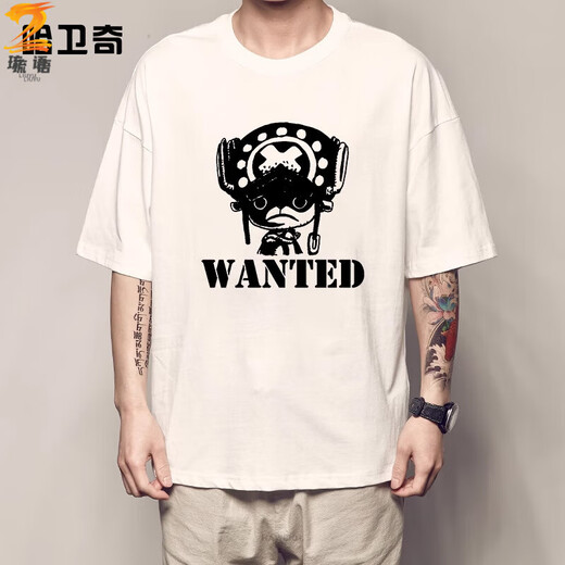 Liuyu 2025 new One Piece Luo Luffy T-shirt men's cotton short-sleeved Sanji white beard Ace Chopper peripheral clothes White F1283 Zoro S