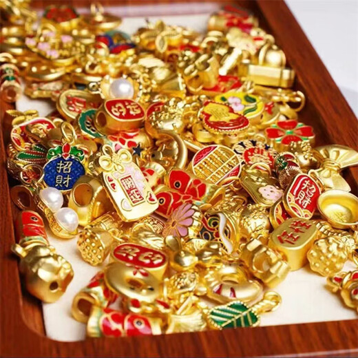 Yililuo diy jewelry accessories materials bracelet necklace transfer beads lucky bag sand gold alloy dripping oil safe buckle accessories pendant bracelet accessories random 10 pieces