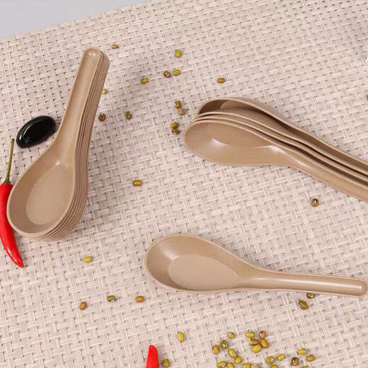 Disposable spoons, biodegradable rice husk spoons, commercial takeout packaged fast food catering rice spoons, small spoons, original color disposable rice husk spoons, 1000 pieces