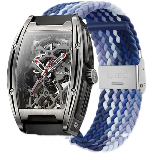 Pupan is suitable for Mark Huafei hollow mechanical watch strap for men's elastic nylon braided women's strap for men FW-6180 buckle nylon [dark] suitable for Mark Huafei watch strap [tools]
