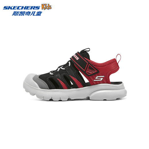 Skechers Skechers children's toe sandals boys' shoes summer lightweight non-slip boys' big head beach shoes 406511L black/red/BKRD 32